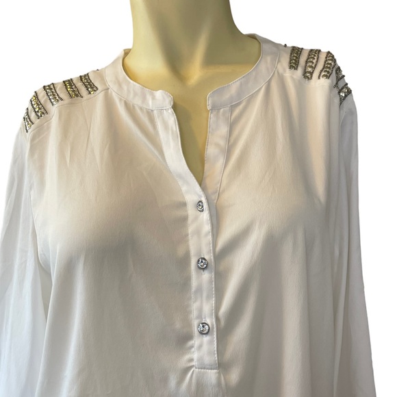 Chico’s Studded Antique White Blouse Size 2 = L / 12 - Picture 5 of 12